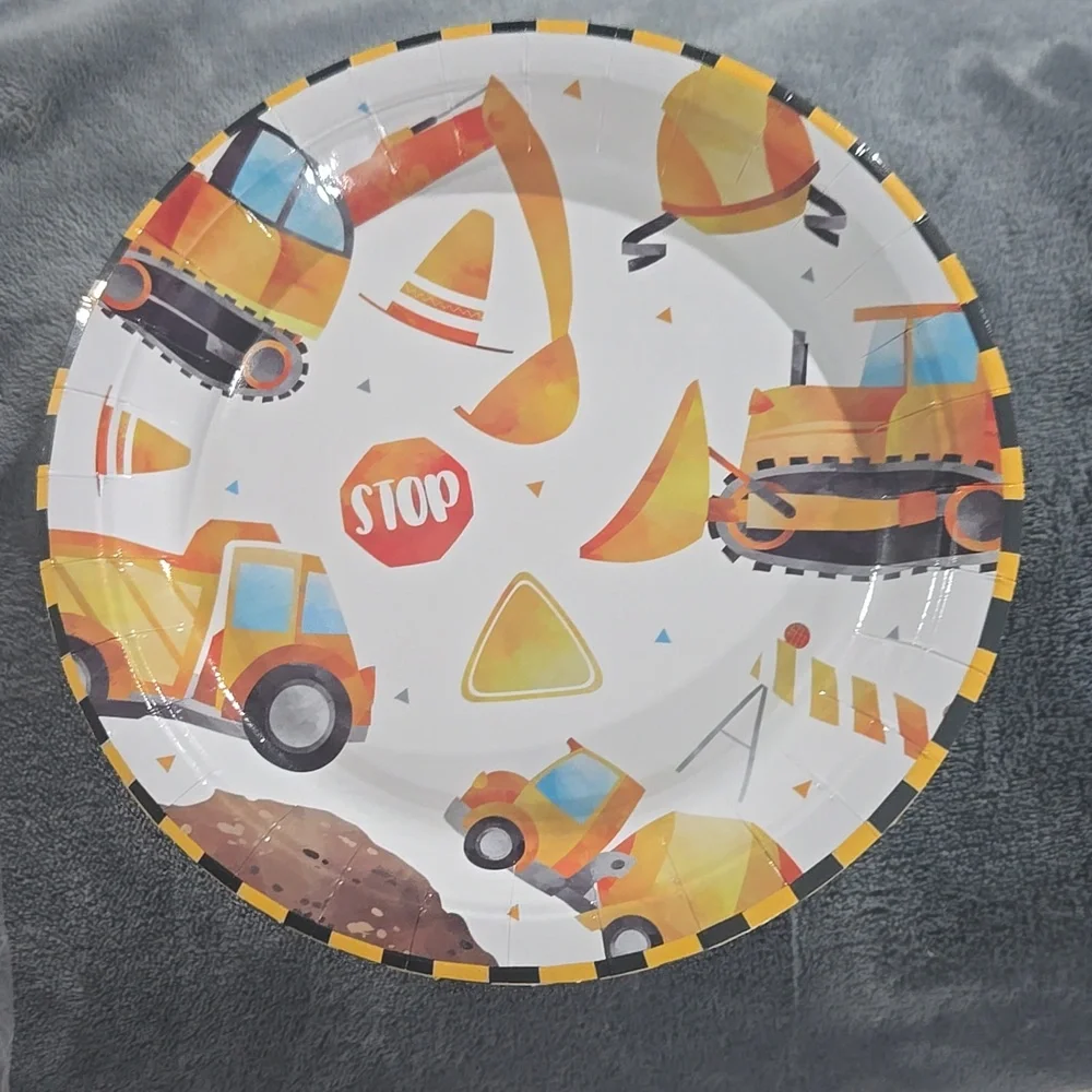 Construction Theme Birthday Party Set - Cups, Plates, Napkins & Tablecloths